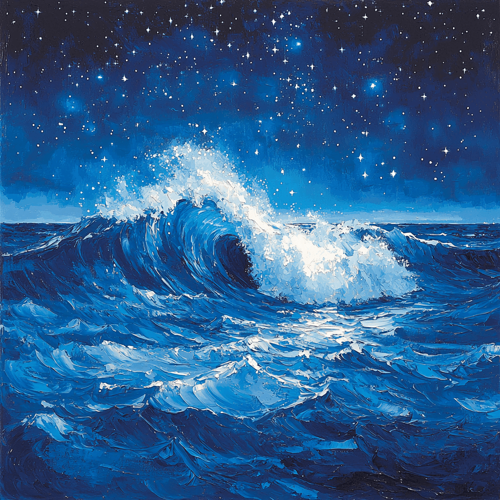 Katsushika Hokusai Inspired Hokusai's Celestial Wave Paint By Numbers