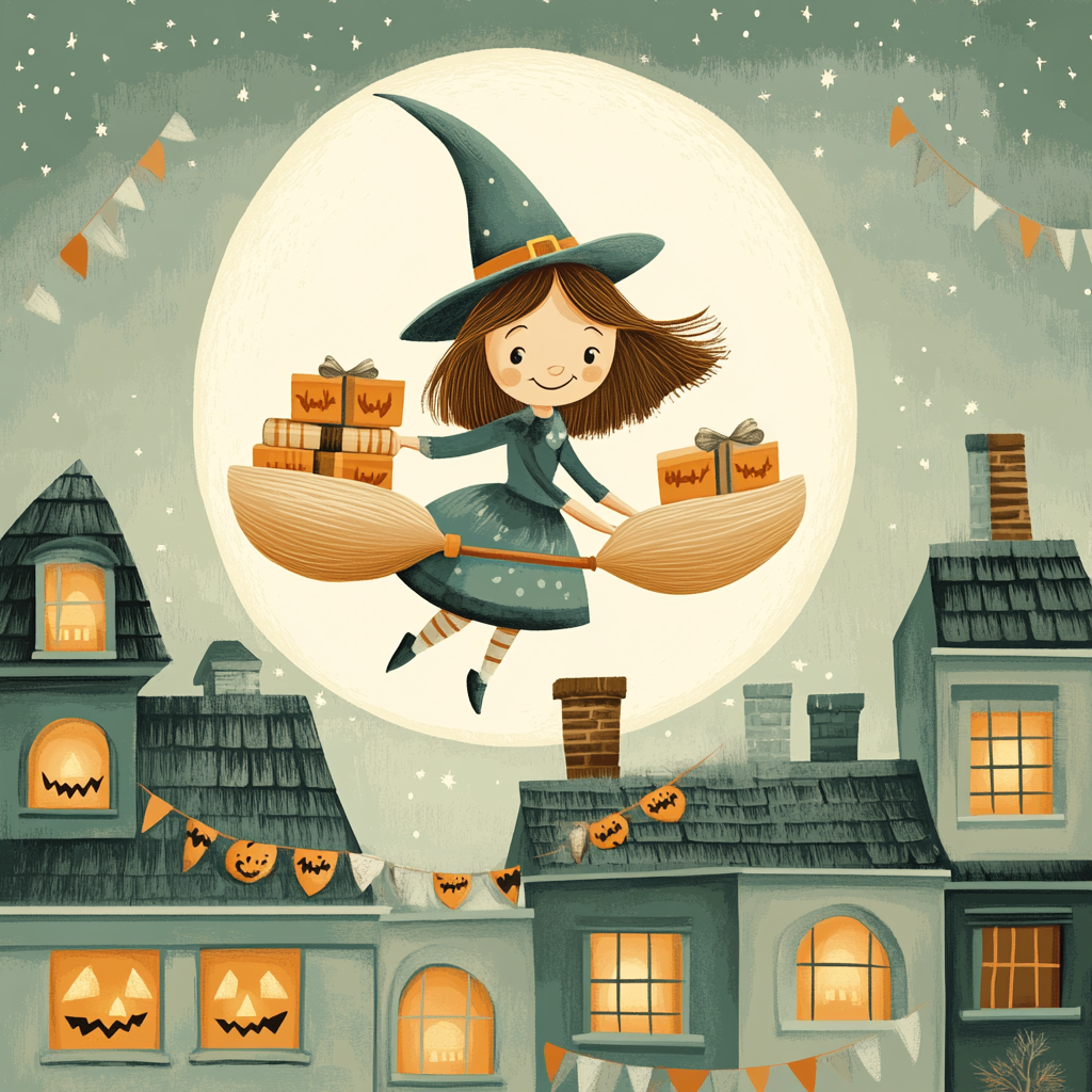 Midnight Broomstick Bakery Delivery paint by number