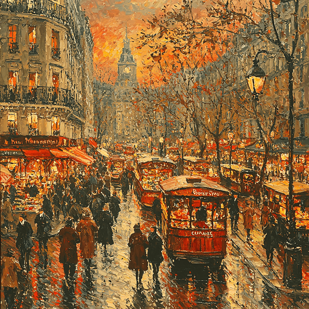 Camille Pissarro Inspired Lively Urban Street Scene DIY Paint By Numbers