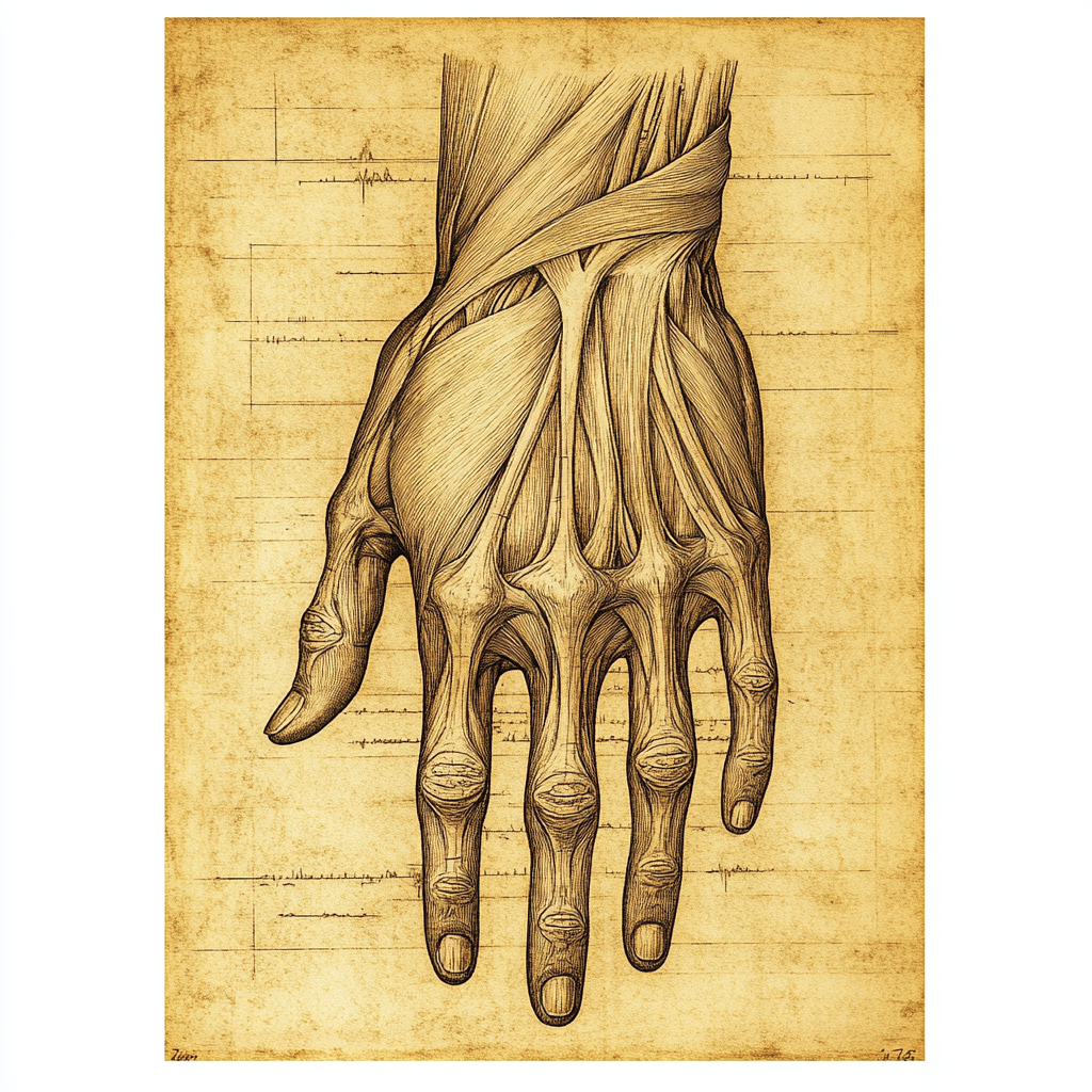 Leonardo Da Vinci Inspired Anatomical Study Of The Hand paint by numbers