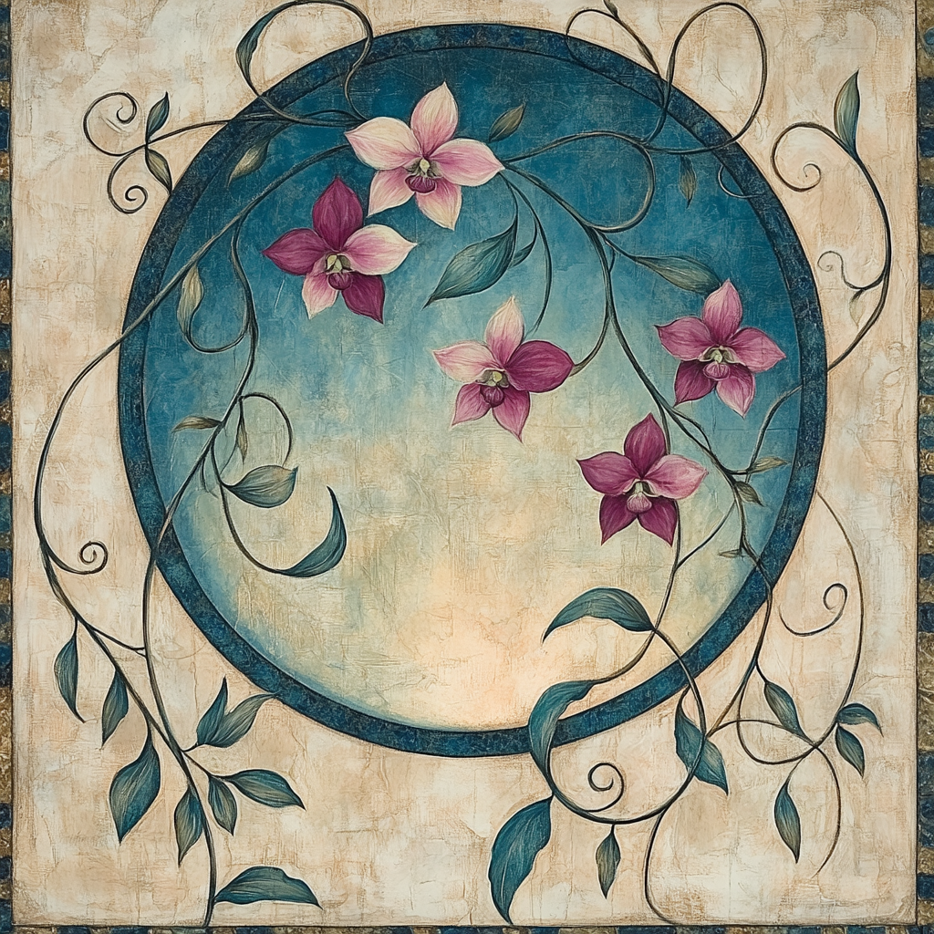 Alphonse Mucha Inspired Moonlit Orchids paint by numbers