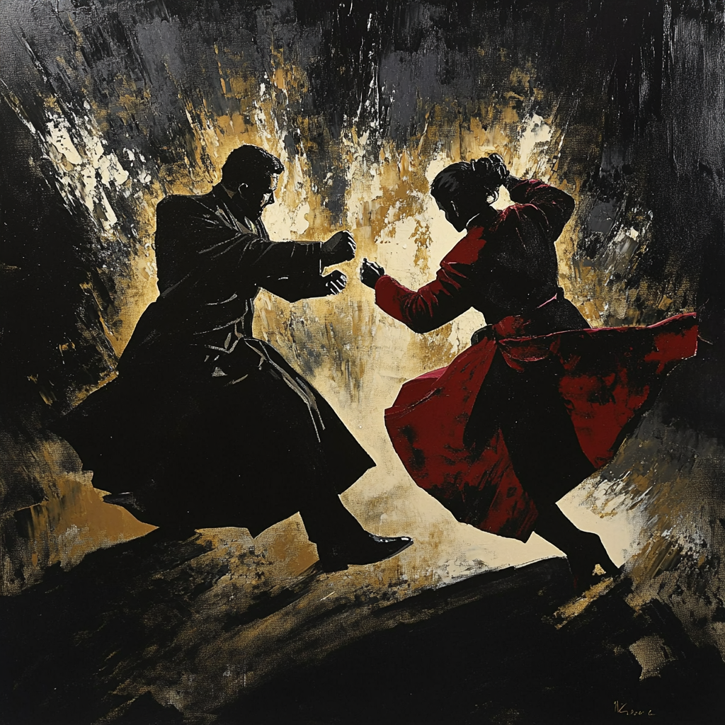 Caravaggio Inspired Dramatic Duel Number painting