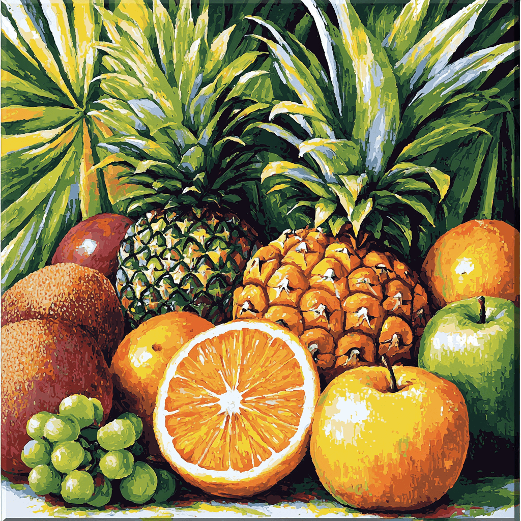 Paul Cézanne Inspired Exotic Fruit Medley Number Painting