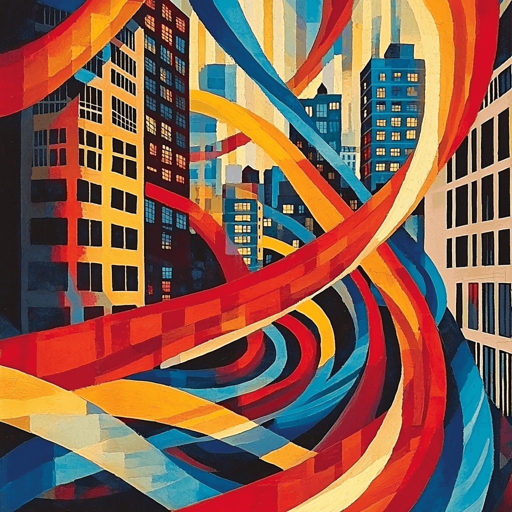 Jackson Pollock Inspired Dynamic City Ribbons Paint By Numbers