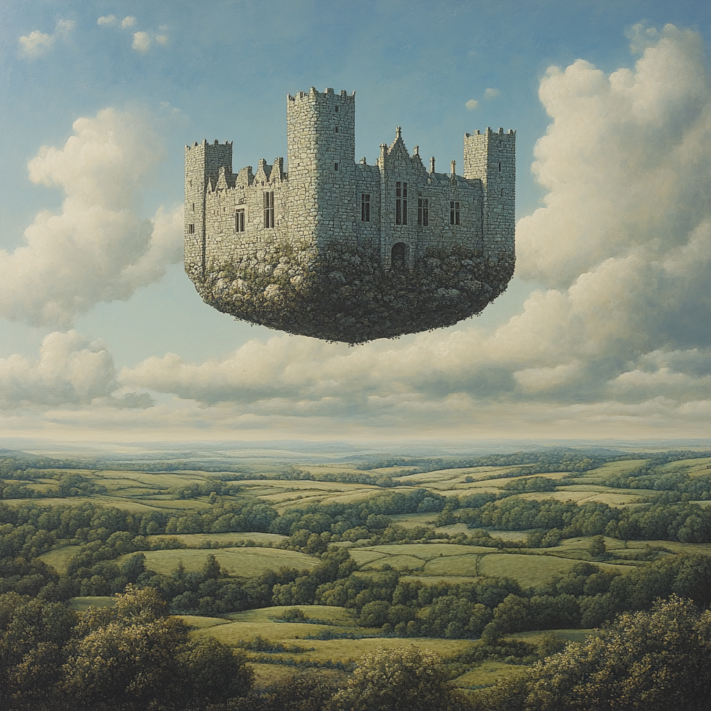 Rene Magritte Inspired Floating Castle Paint by numbers art