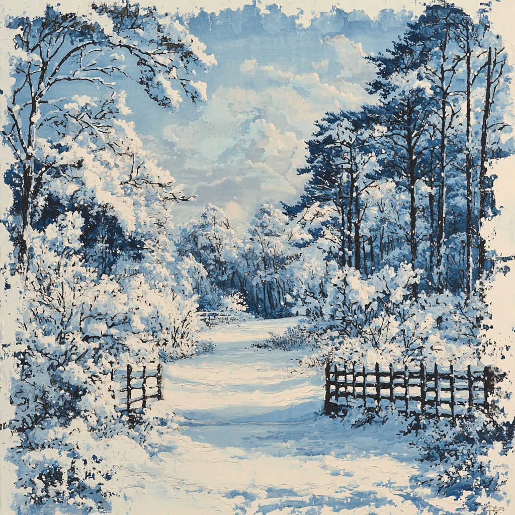 Utagawa Hiroshige Inspired Sublime Winter Scenery Paint By Color