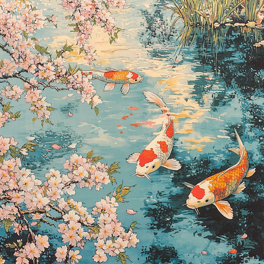 Katsushika Hokusai Inspired Serene Japanese Pond Paint By Numbers Kits