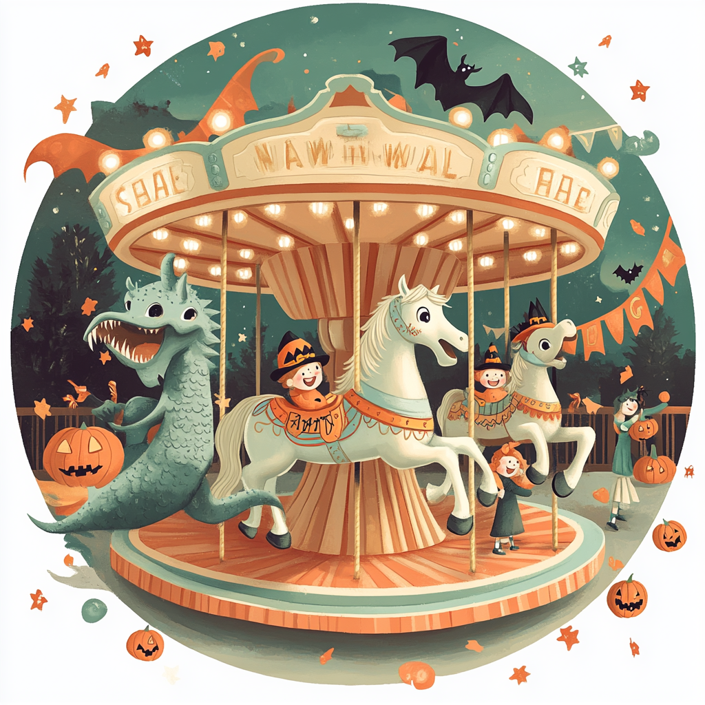 Haunted Carousel At Dusk paint by color