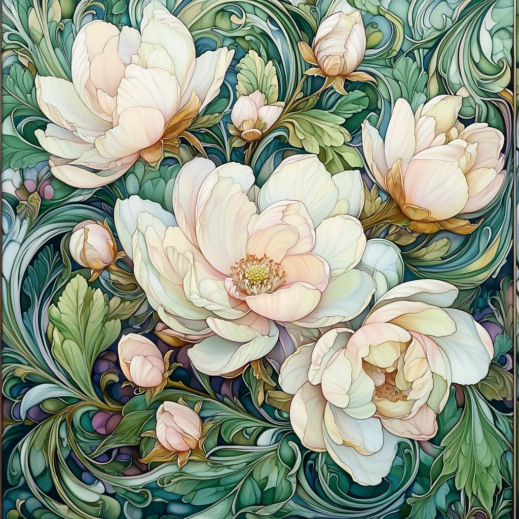 Alphonse Mucha Inspired Botanical Whirl Paint By Numbers Kits