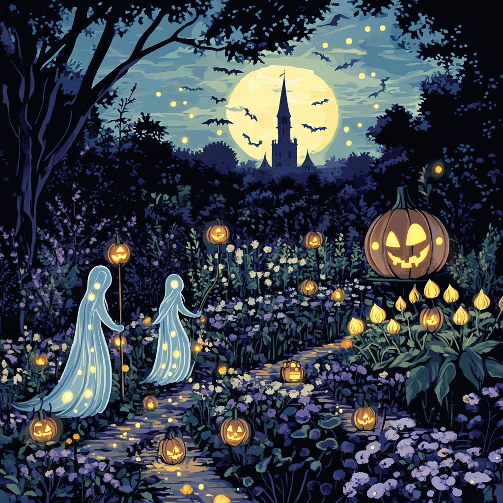 Moonlit Garden Of Friendly Specters painting number kit