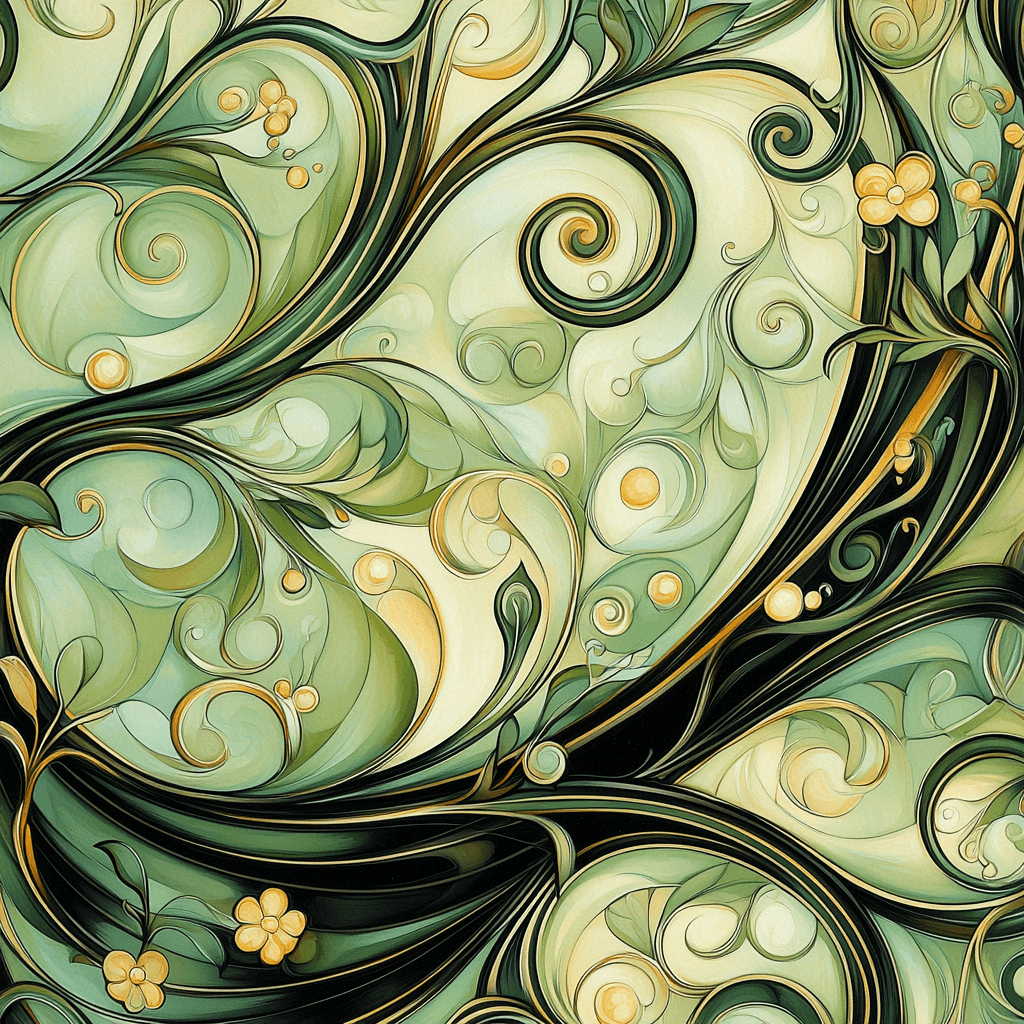 Alphonse Mucha Inspired Patterned Vines Paint By Numbers
