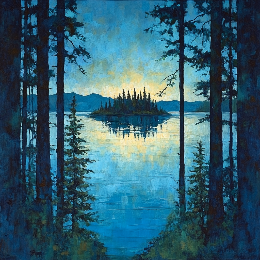 A.Y. Jackson Inspired Northern Lake Through Conifers paint by numbers