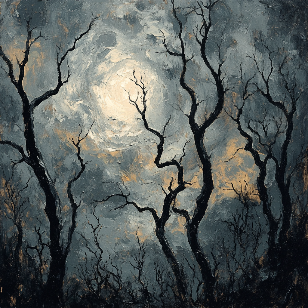 Francisco Goya Inspired Moonlit Thicket With Shadowed Silhouettes paint by numbers
