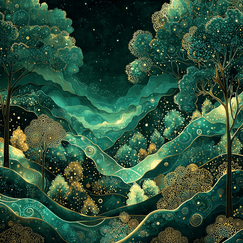 Gustav Klimt Inspired Mystical Fractal Landscapes Paint By Color