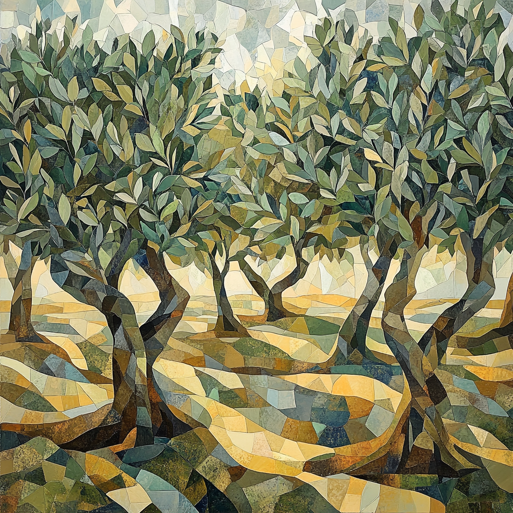 Pablo Picasso Inspired Cubist Olive Grove Abstraction paint by number