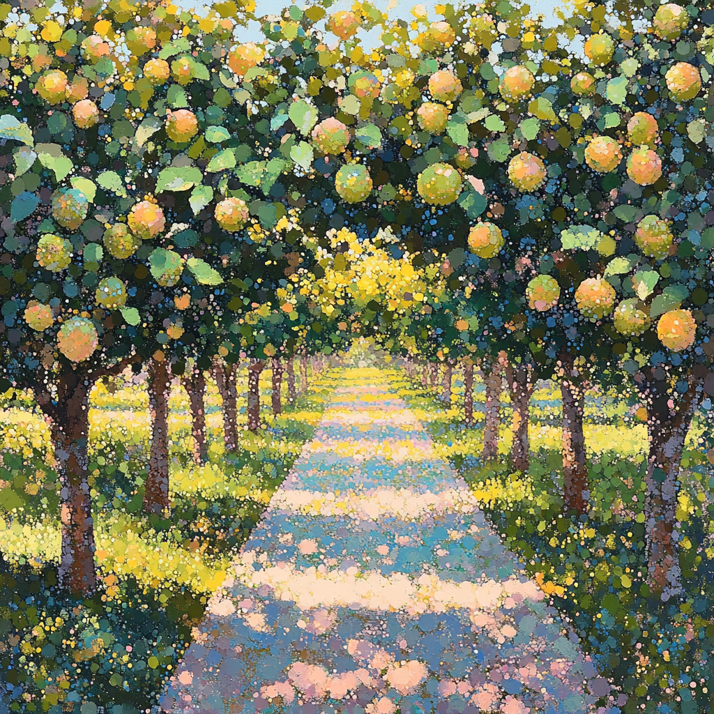 Georges Seurat Inspired Orchard Afternoon paint by color