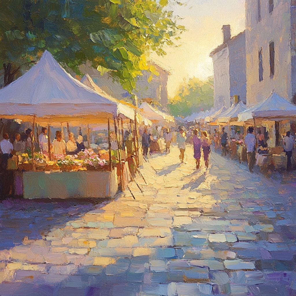 Monet Inspired Morning Market paint by number
