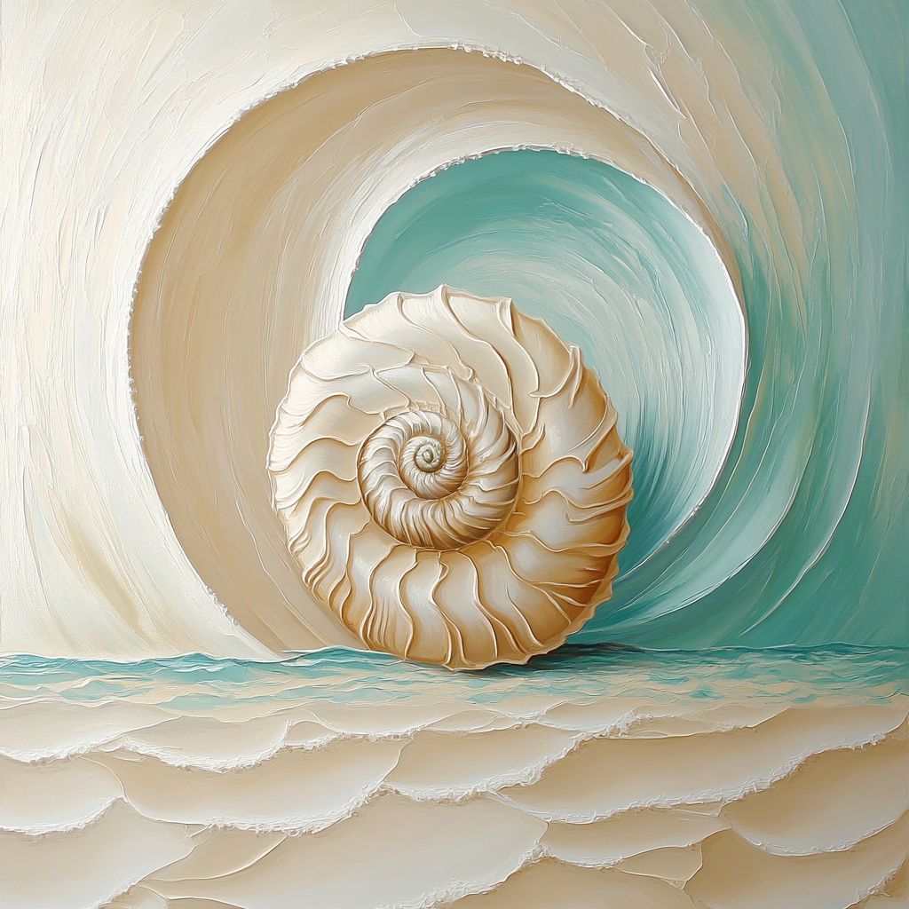 Georgia OKeeffe Inspired Ivory Shell Close Up paint by color