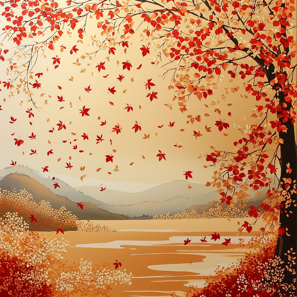 Utagawa Hiroshige Inspired Autumn's Gentle Cascade Painting By Numbers Kit