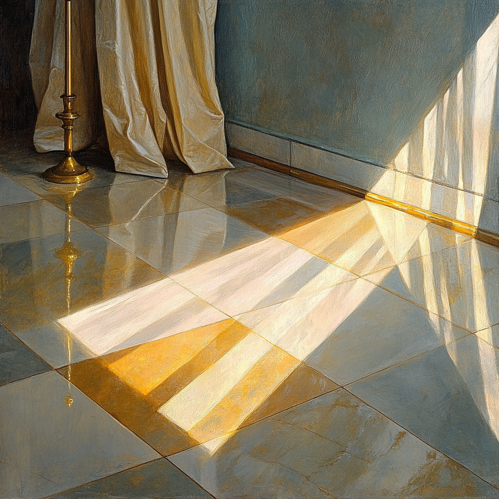 Johannes Vermeer Inspired Sun Shaft Over Polished Floor Paint by numbers art