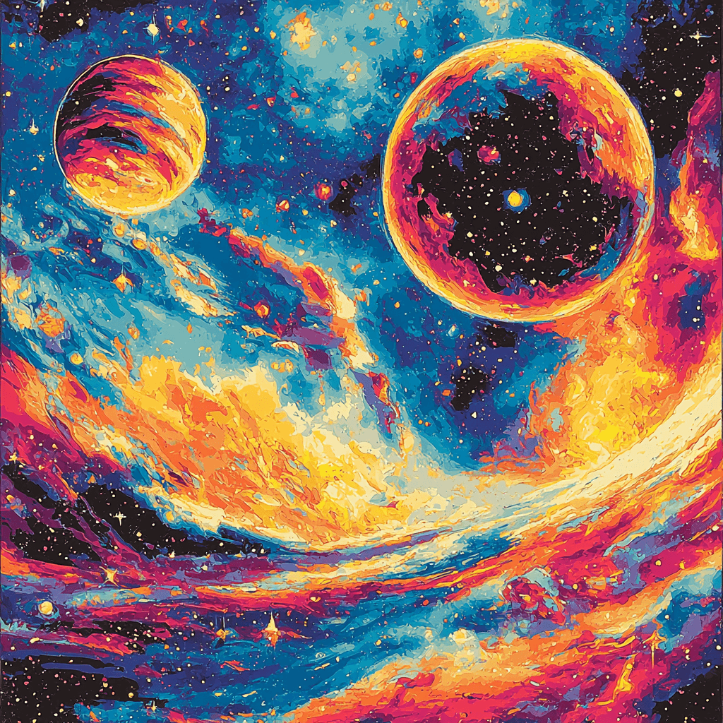 Peter Max Inspired Galactic Frontier Adventure Numbered Painting Kits