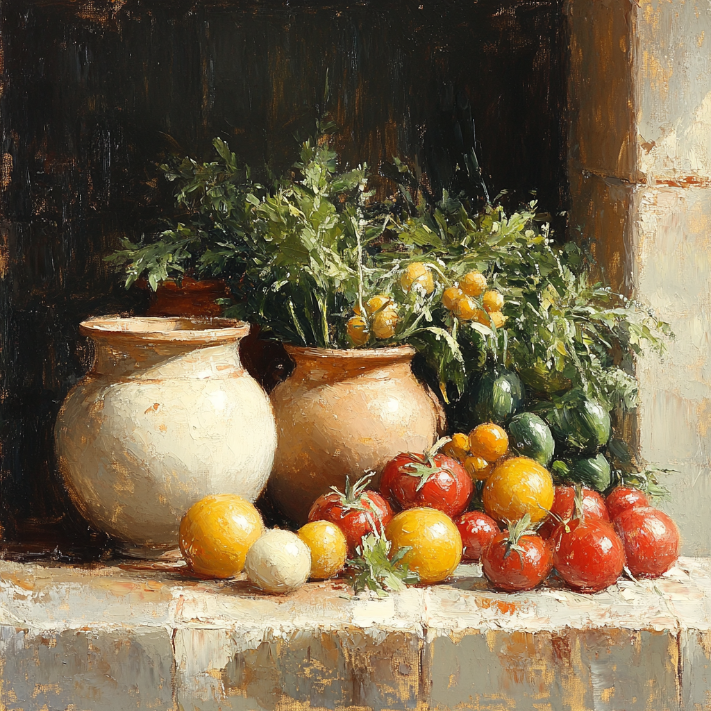 Diego Velázquez Inspired Earthenware And Market Vegetables paint by numbers