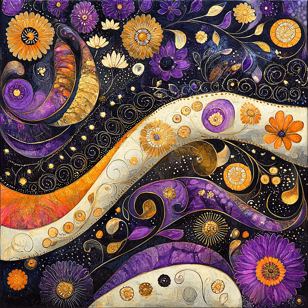 Gustav Klimt Inspired Ornate Whimsy Paint By Color