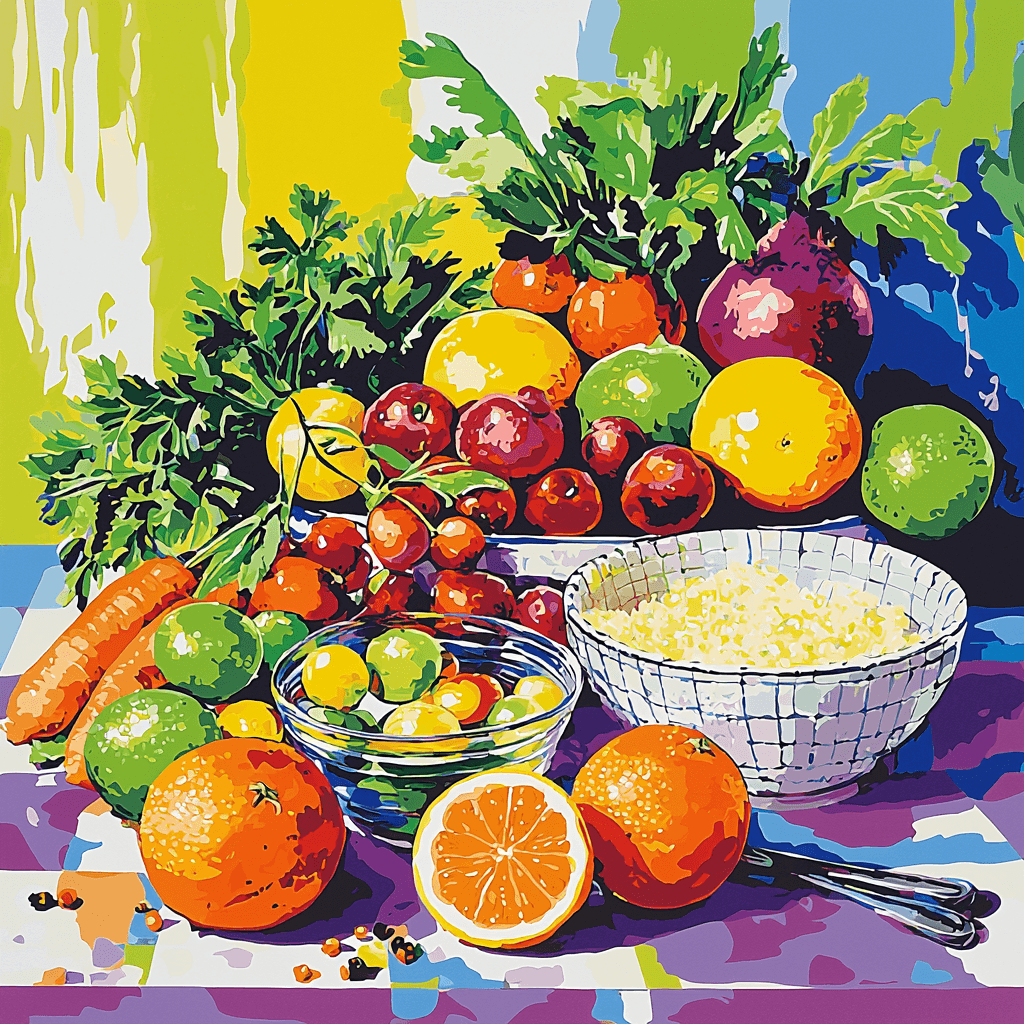 Hockney Inspired Colorful Culinary Delights Numbered Painting Kits
