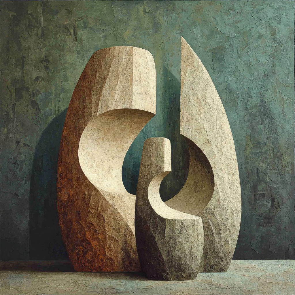 Barbara Hepworth Inspired Sculptural Forms paint by numbers
