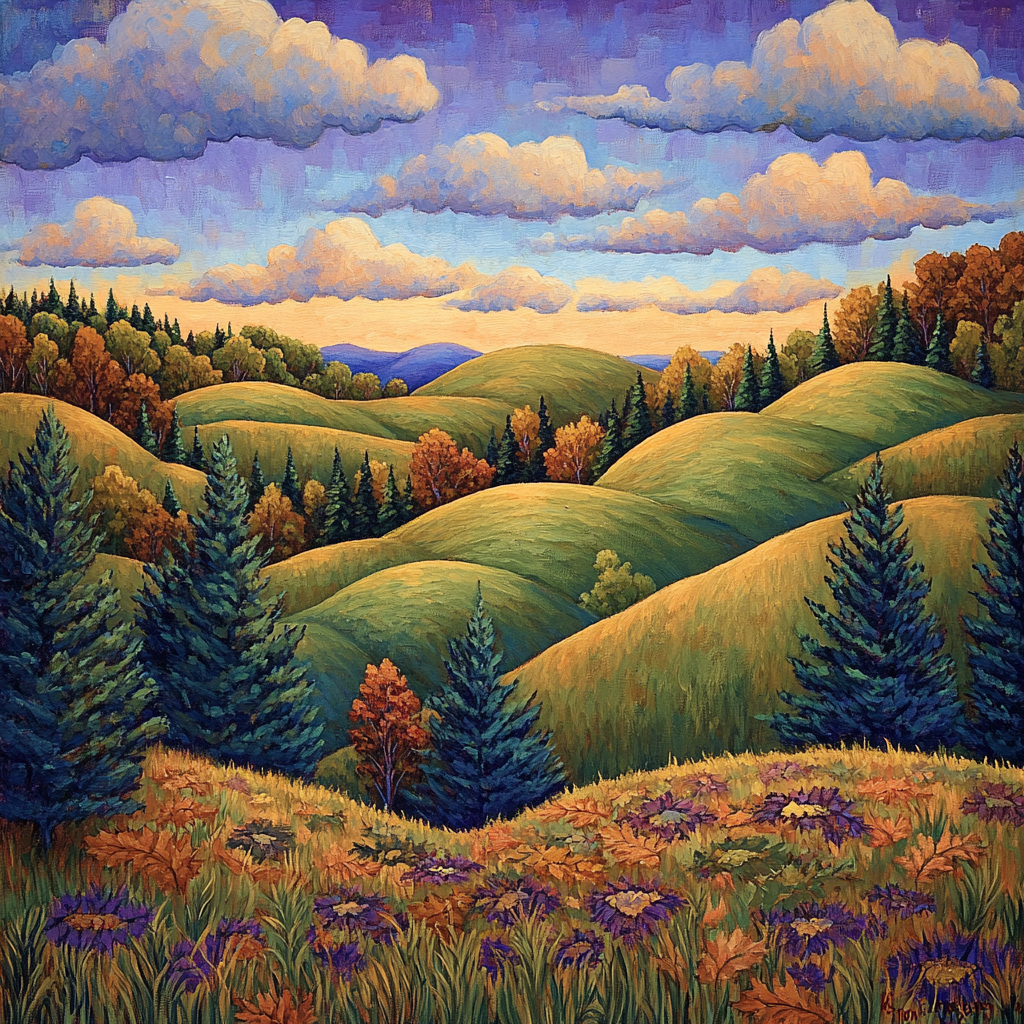 J. E. H. MacDonald Inspired Algoma Autumn Hillscape paint by numbers