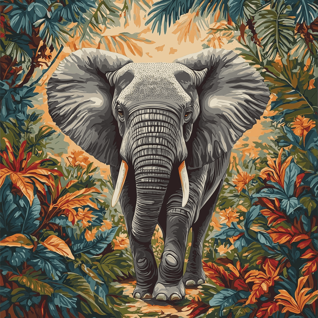 Henri Rousseau Inspired The Majestic Elephant Numbered Painting Kits
