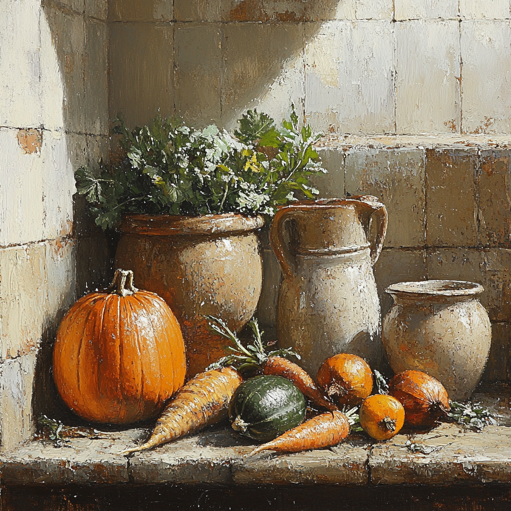 Diego Velázquez Inspired Rustic Market Vegetable Composition Number painting