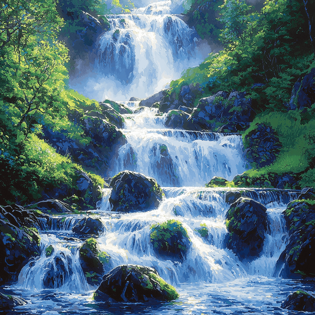 Constable Inspired Cascading Waterfalls - DIY Painting By Numbers Kit