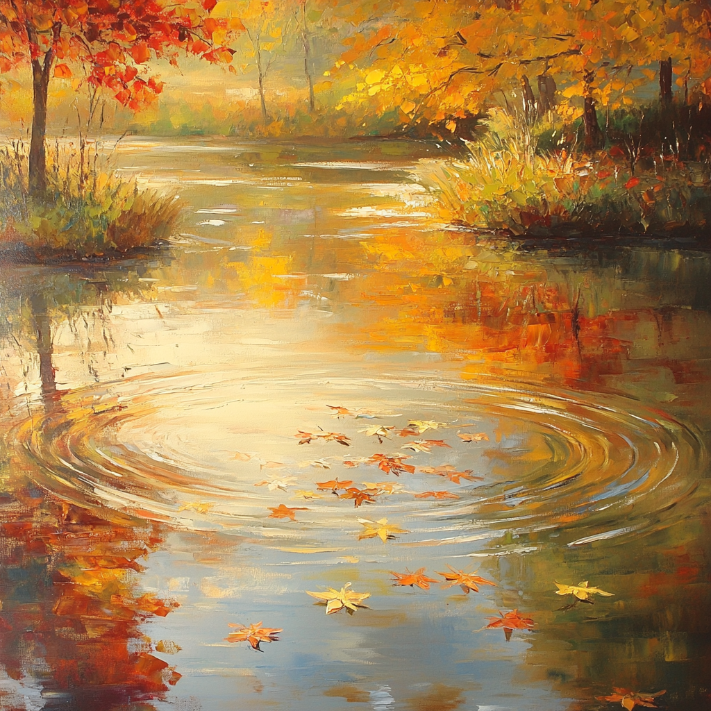 Claude Monet Inspired Autumnal Watergarden Reflections paint by number