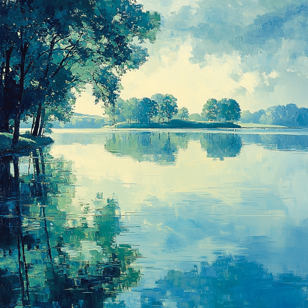 Paul Cézanne Inspired Shimmering Lakeside Reflections Paint By Number