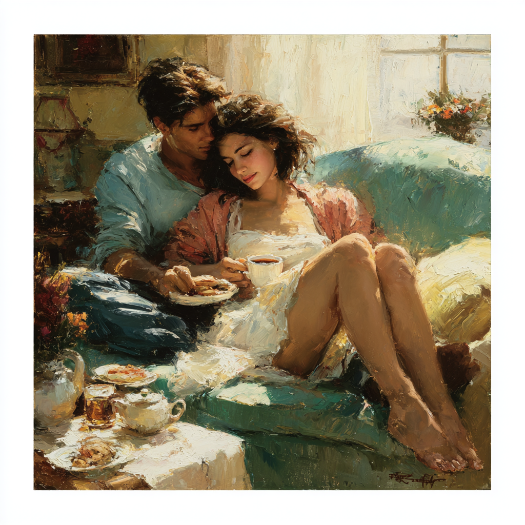 Mary Cassatt Inspired Tea Time paint by color