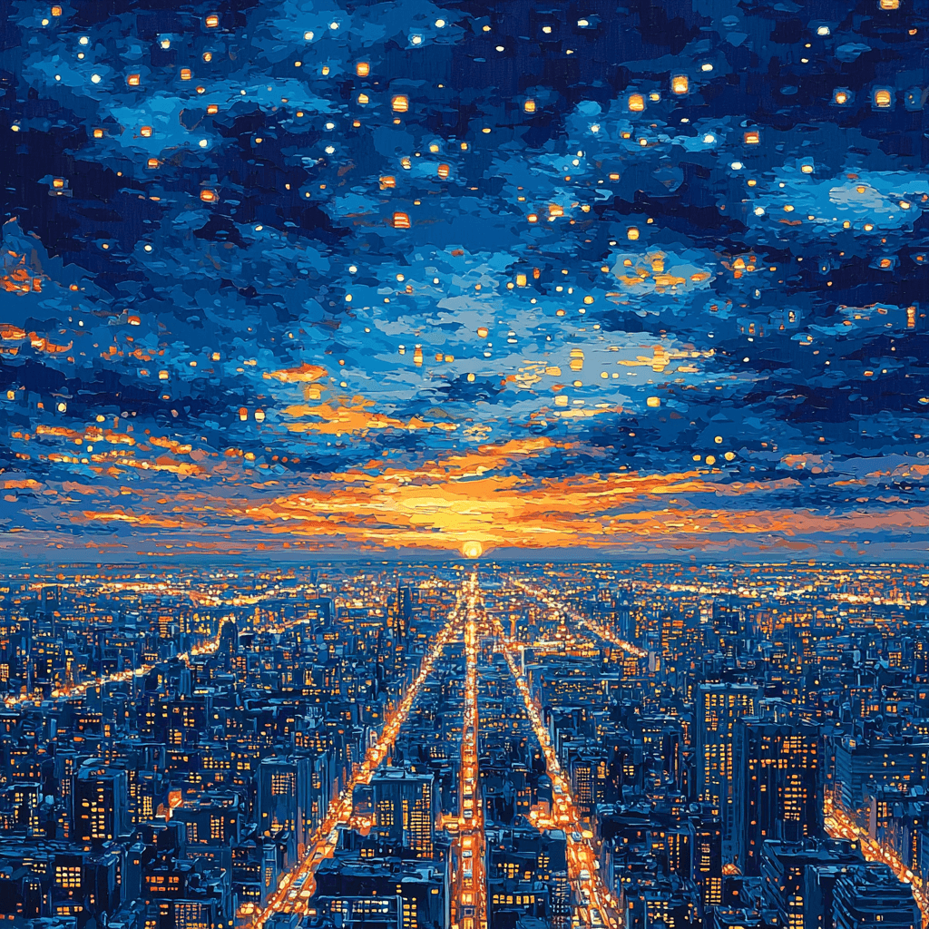René Magritte Inspired Surreal City Lights Paint By Numbers Art
