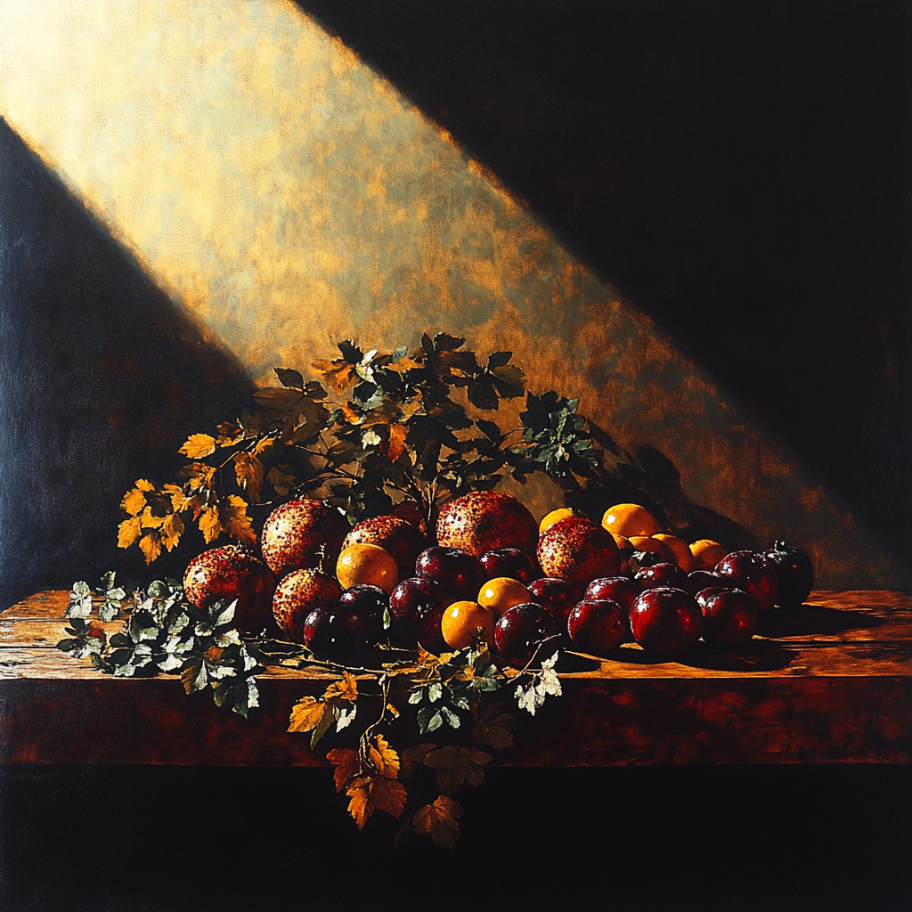 Caravaggio Inspired Twilight Fruit Still Life DIY paint by numbers
