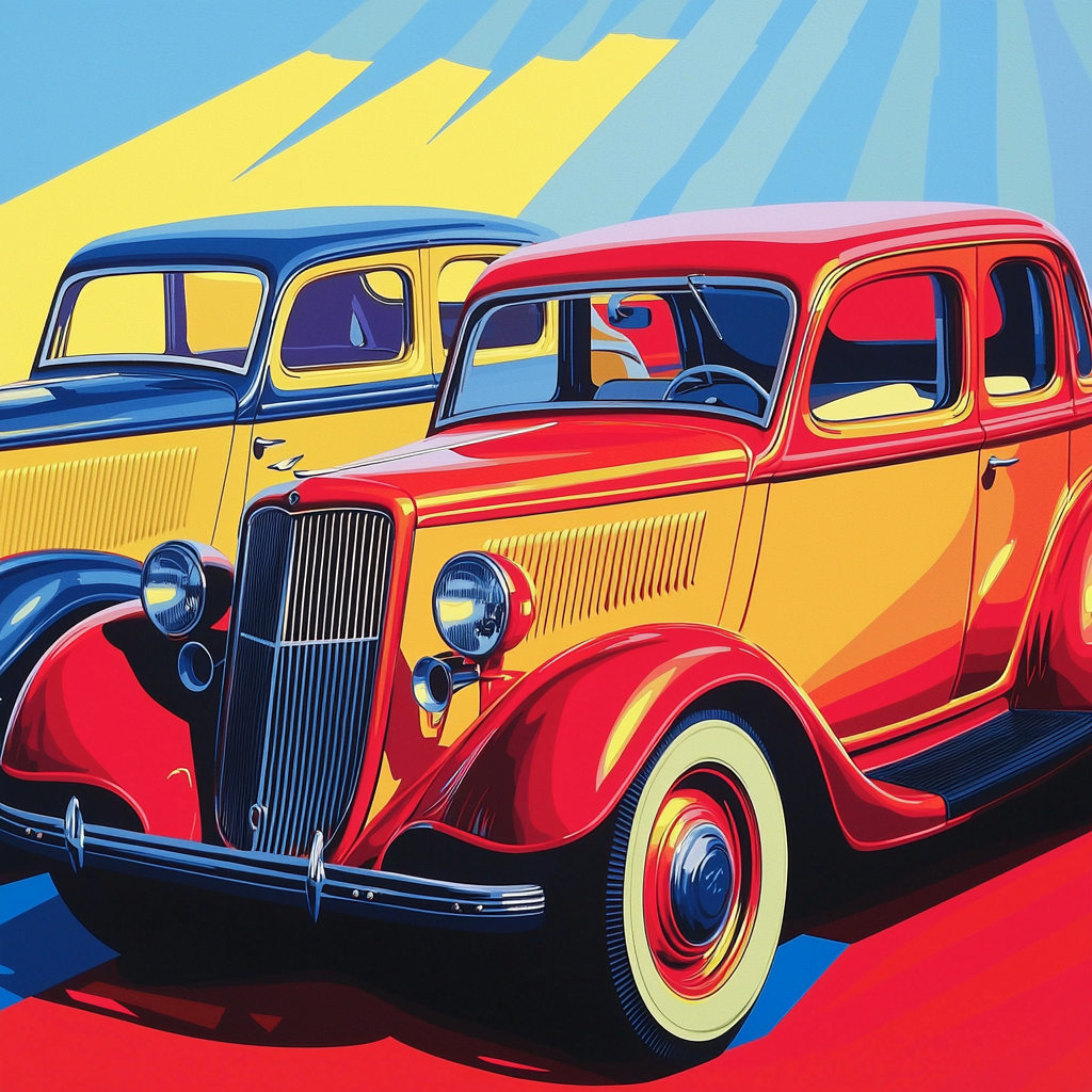 Andy Warhol Inspired Elegant Vintage Cars Numbered Painting Kits