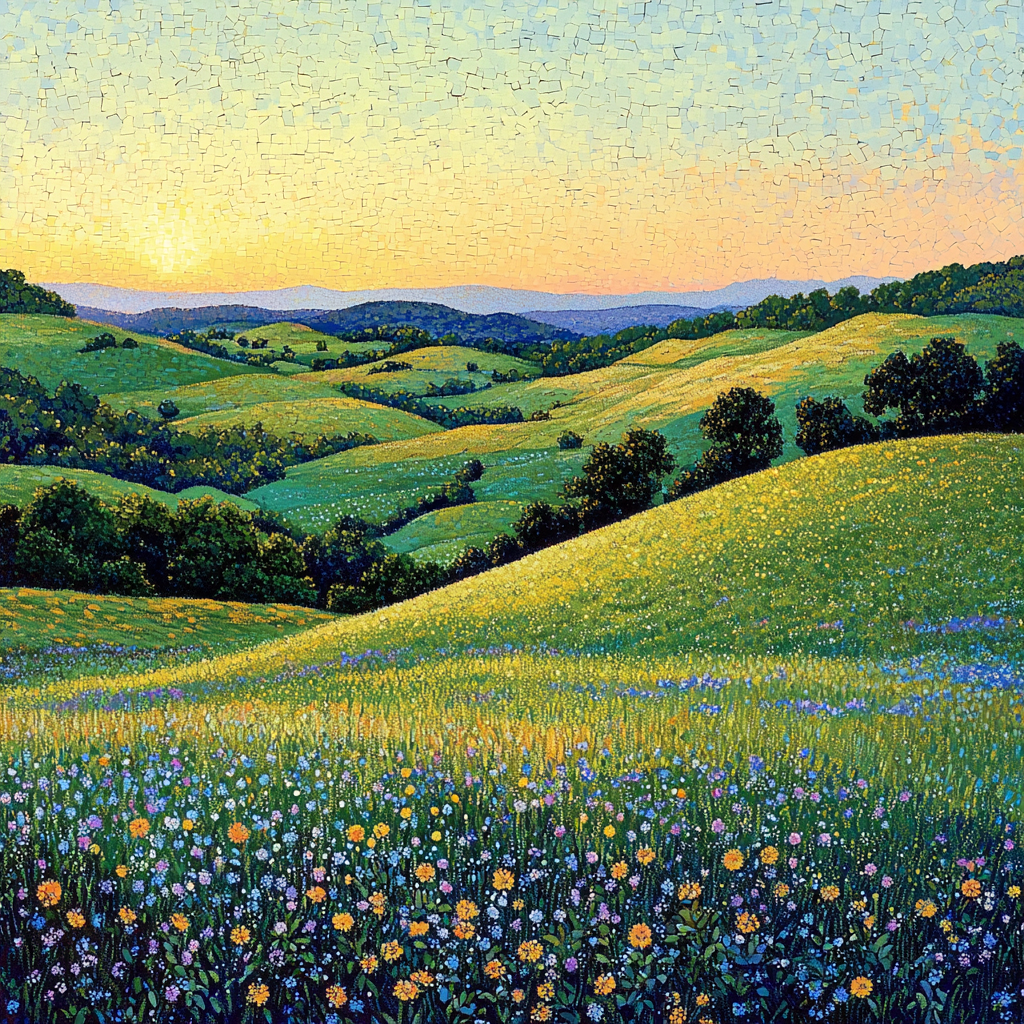 Georges Seurat Inspired Tranquil Meadow Mosaic Paint By Number