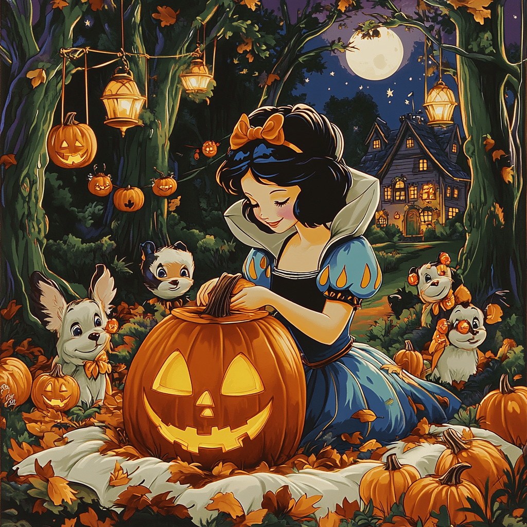 Snow White Midnight Pumpkin Grove DIY paint by numbers
