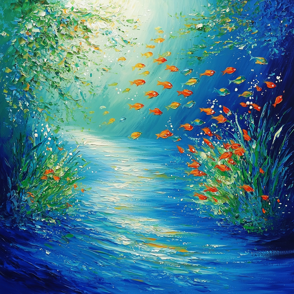 Claude Monet Inspired Enchanting Underwater Scene Number Painting