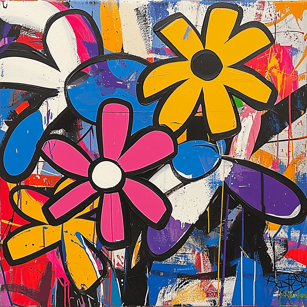 Basquiat Inspired Cosmic Petals Numbered Painting Kits
