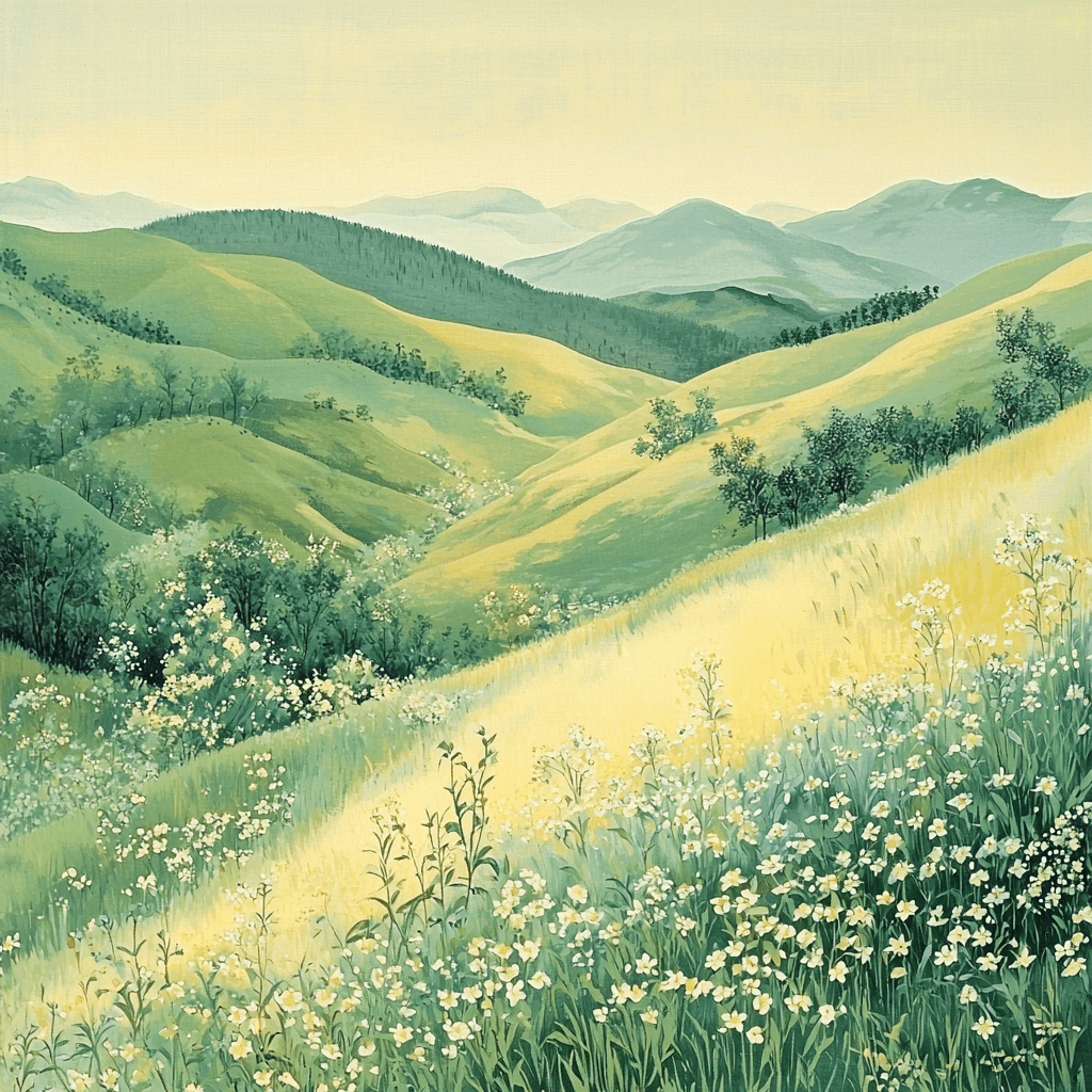 Hiroshige Inspired Tranquil Hillside Paint By Numbers Art