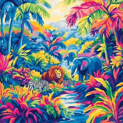 Franz Marc Inspired Golden Safari DIY Paint By Numbers