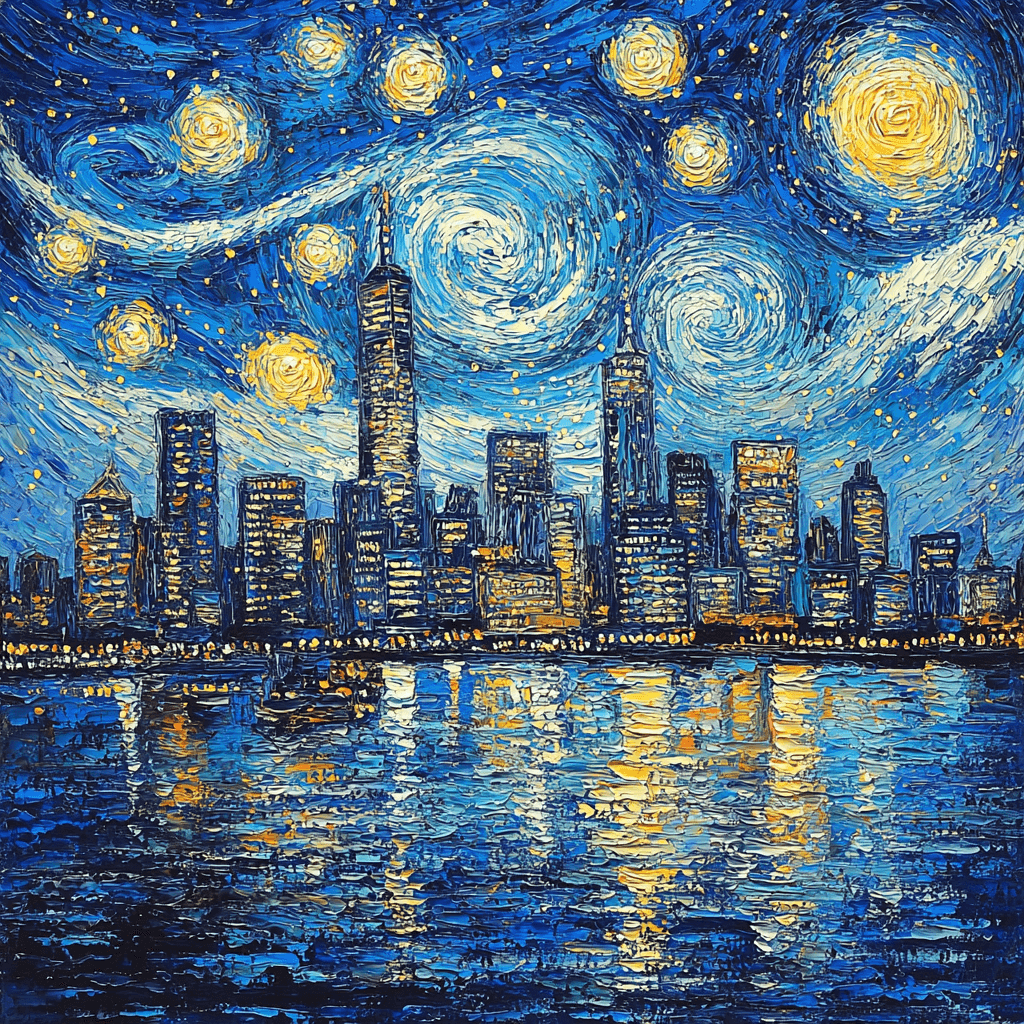 Vincent Van Gogh Inspired City Skylines Under Van Gogh Stars Paint By Numbers Kits