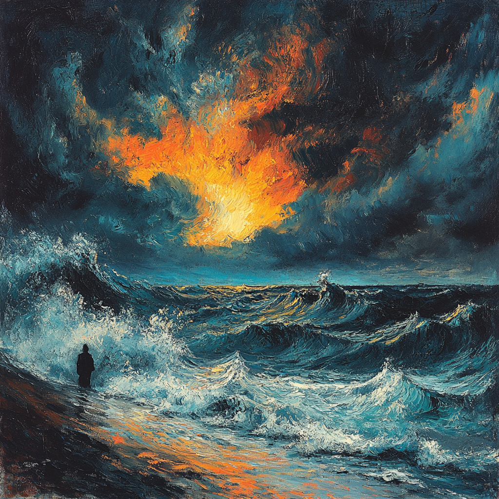 Edward Munch Inspired Emotional Stormy Sea Paint by numbers kits