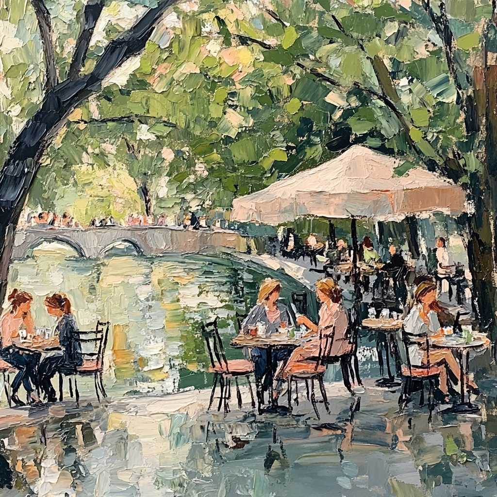 Edouard Manet Inspired Riverside Café DIY paint by numbers