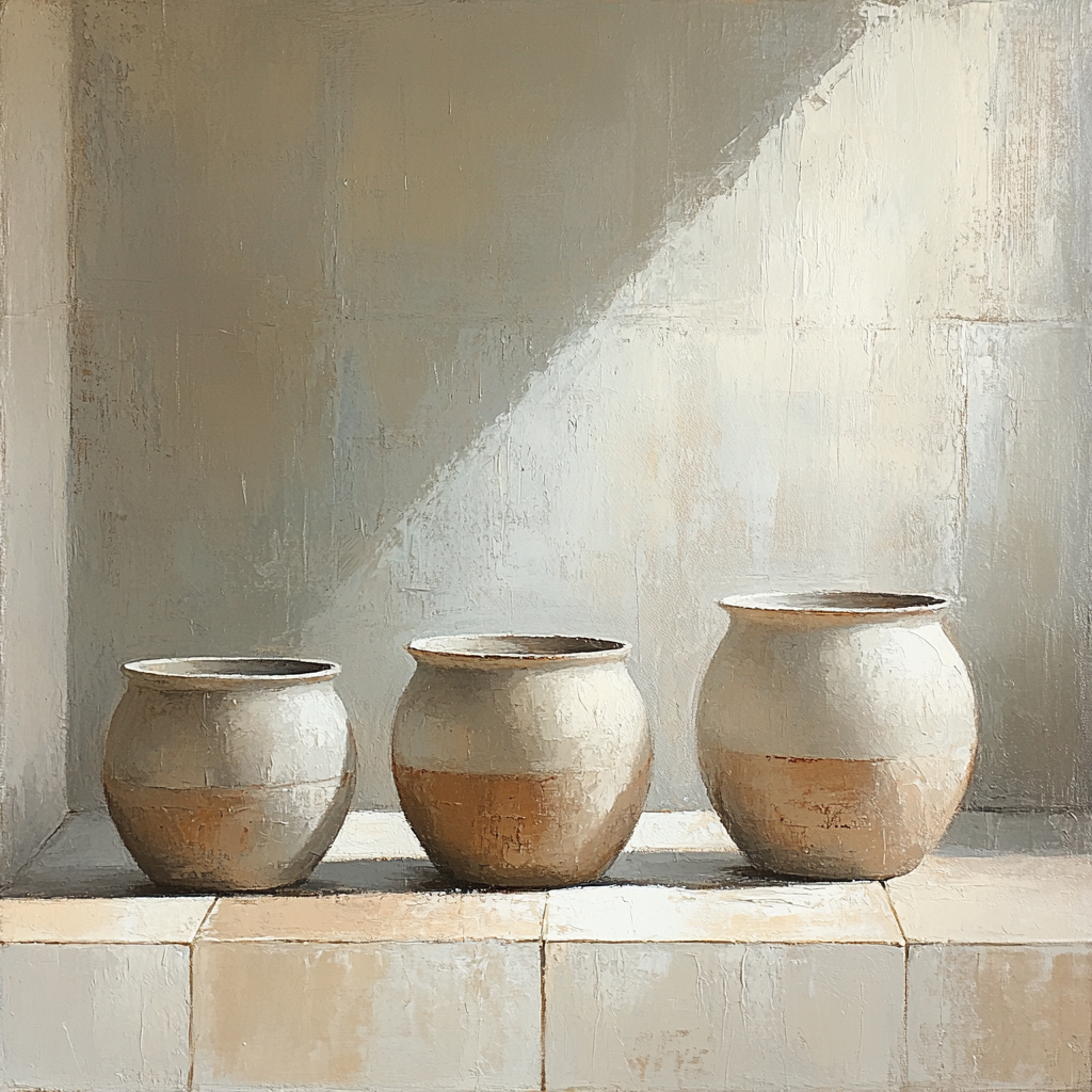 Diego Velázquez Inspired Ceramic Water Jars With Soft Mist Paint by numbers kits