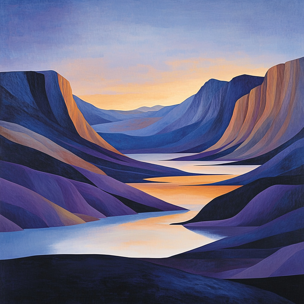 Lawren Harris Inspired Radiant Boreal Summit paint by color